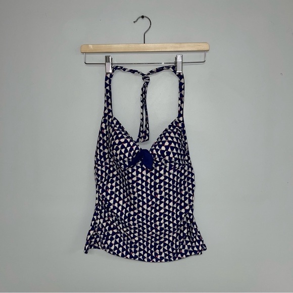 Boden Tankini Top Women’s Size 8 US Halter Padded Bow Front Patterned Swimsuit - Picture 2 of 9